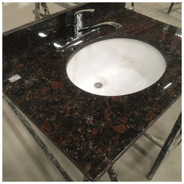 Single Sink Tan Brown Granite Vanity Top