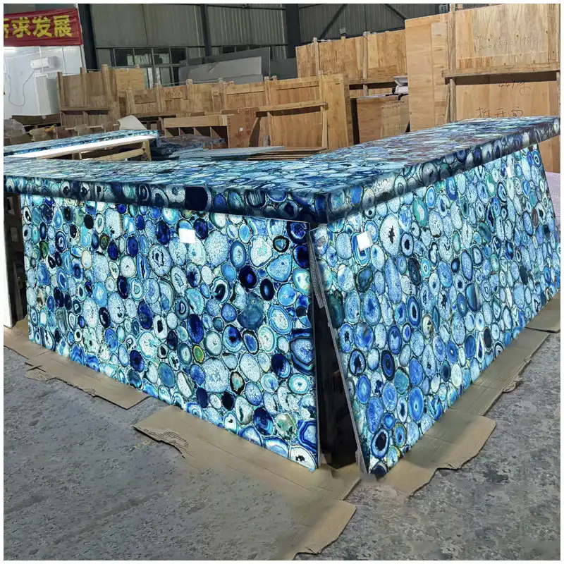 Blue Agate Translucent Bar Countertops Blue Agate Translucent Bar Countertops