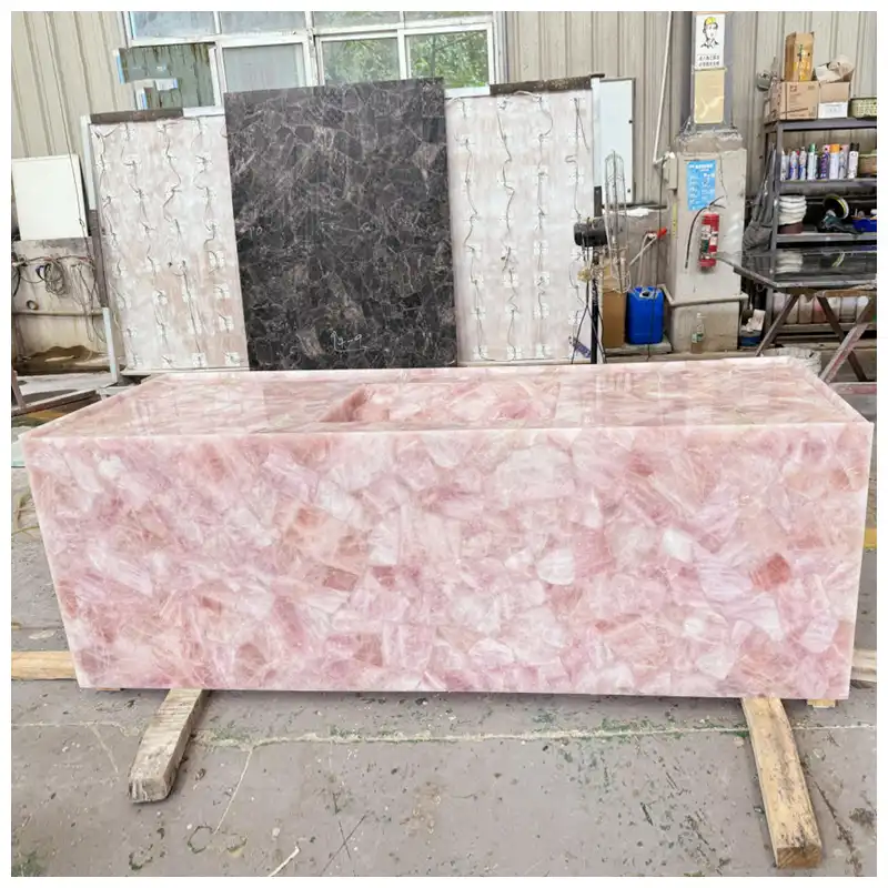 Pink Crystal Rose Quartz Island Countertops Pink Crystal Rose Quartz Island Countertops